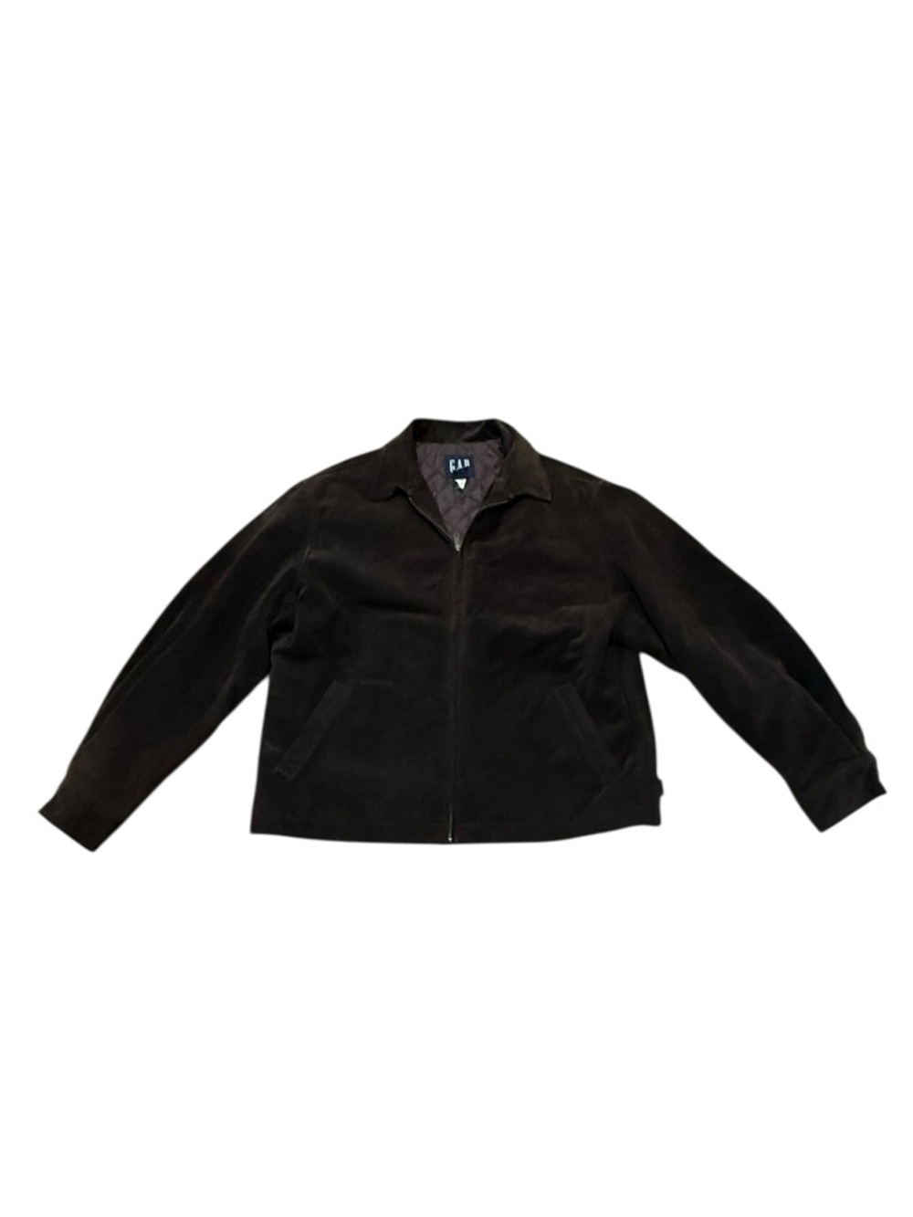 Vintage 1990s GAP Brown Suede Zip-Up Jacket Mens L Quilted Lining